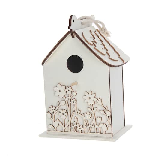 8.5&#x22; Flower Plywood Birdhouse by Make Market&#xAE;